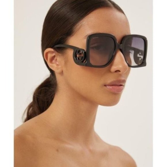 💯 NEW GUCCI GG1326S 001 BLACK GREY SUNGLASSES - Picture 4 of 12